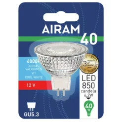 Airam GU5,3 MR16 12V 6,2W 4000K 520lm Led Kohdelamppu -Valo Kauppa 6435200264657